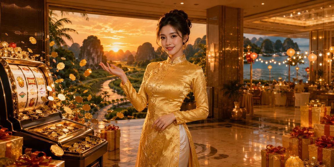 Người chơi trải nghiệm slot game tại Ninh Bình với trang phục áo dài